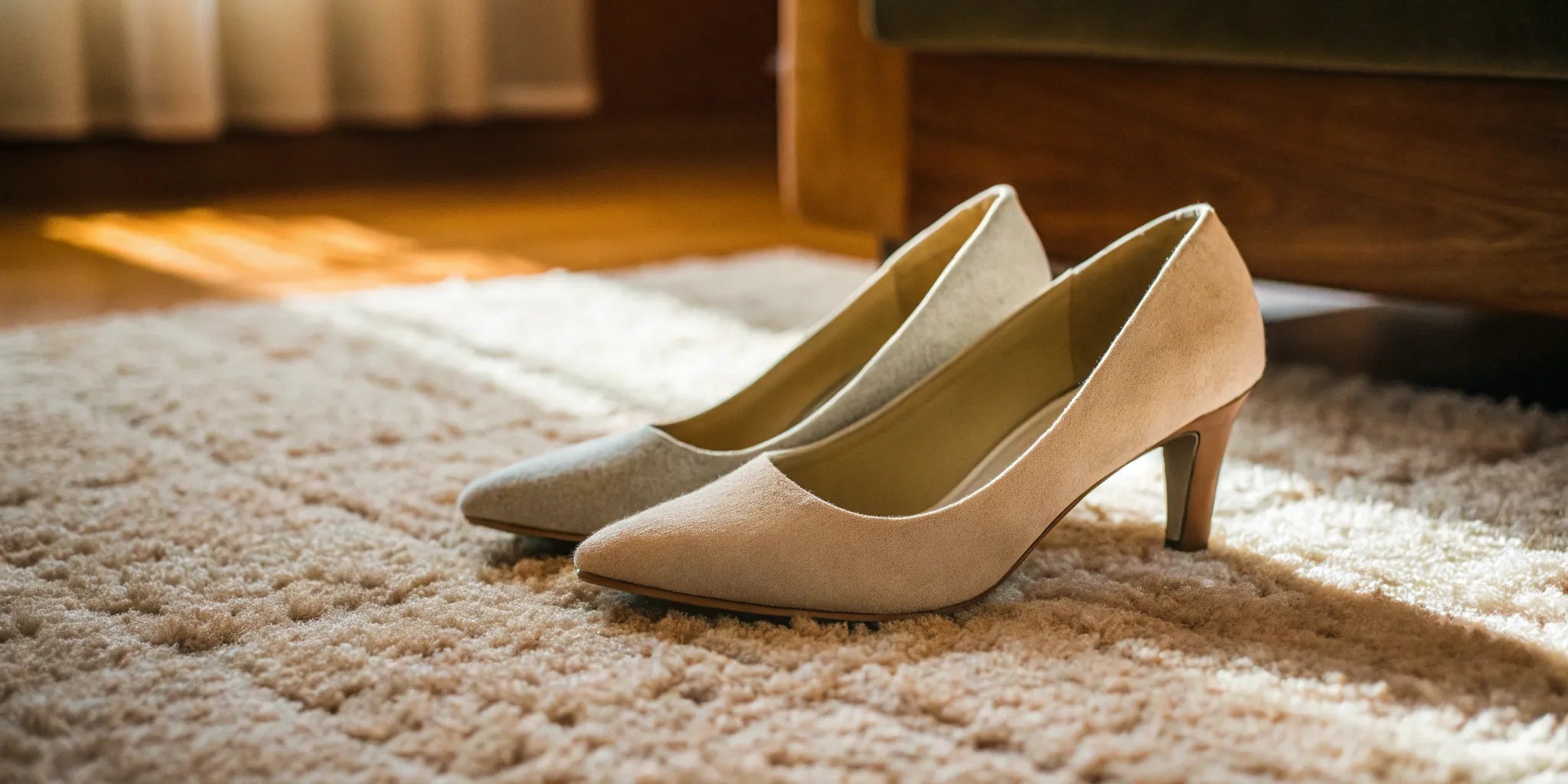 Stylish beige mid-heel tall shoes for women, offering both comfort and height.