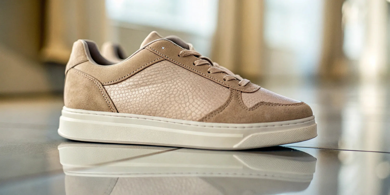 A stylish beige lifted sneaker designed for all-day comfort and style.