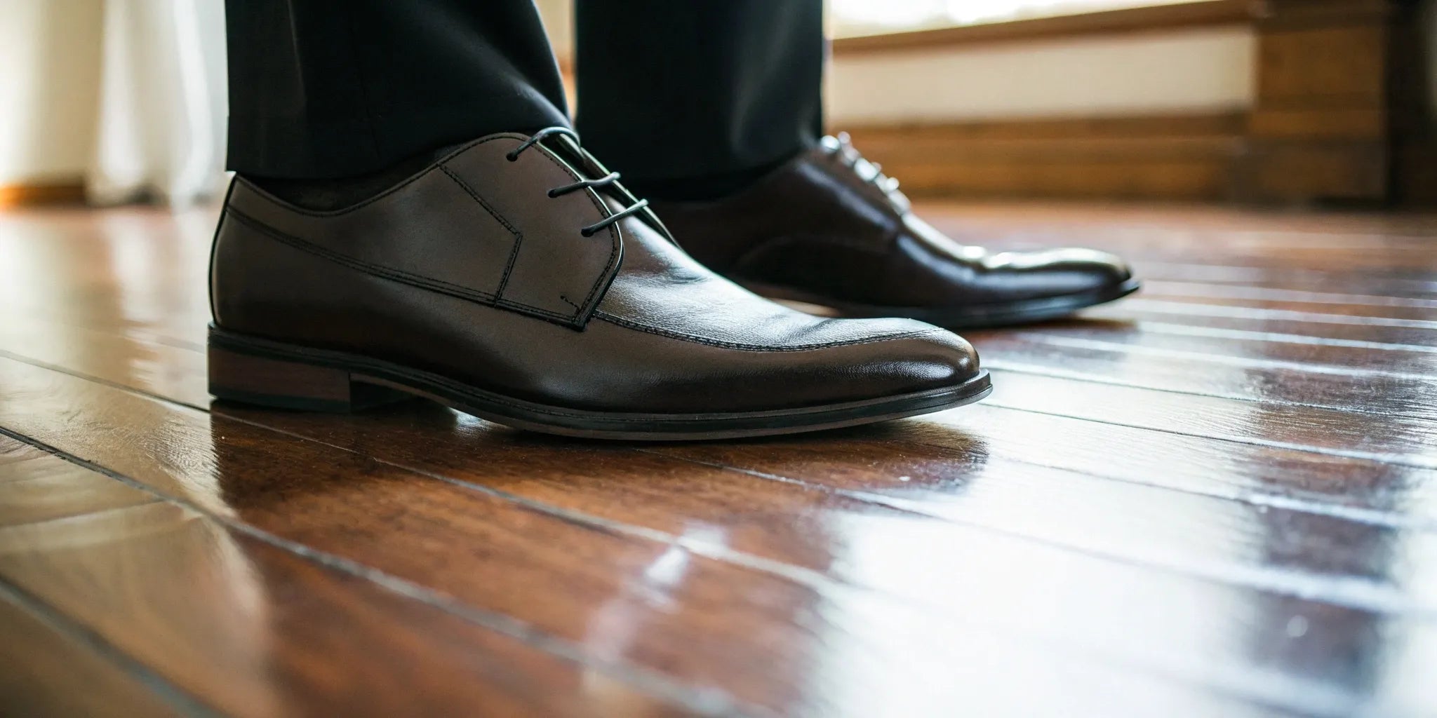 A pair of mens elevator dress shoes in premium leather for a discreet height boost.