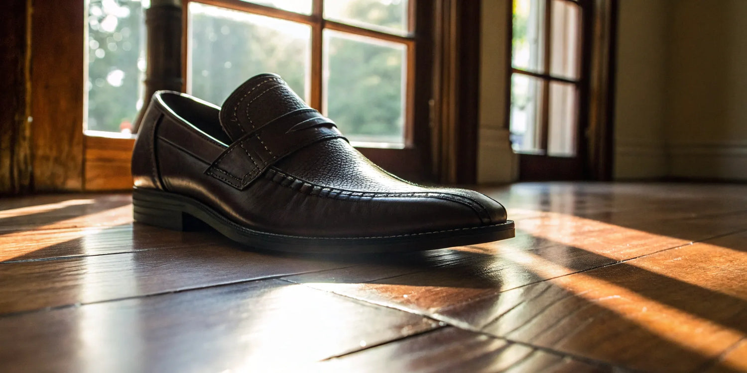 Stylish brown leather elevation shoes.