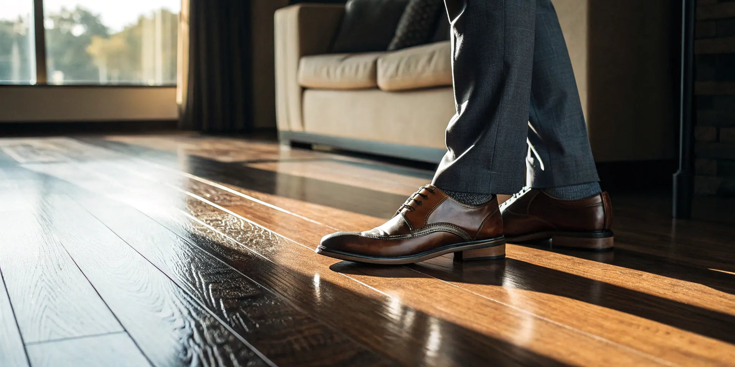 Stylish brown leather height-increasing shoes for men.