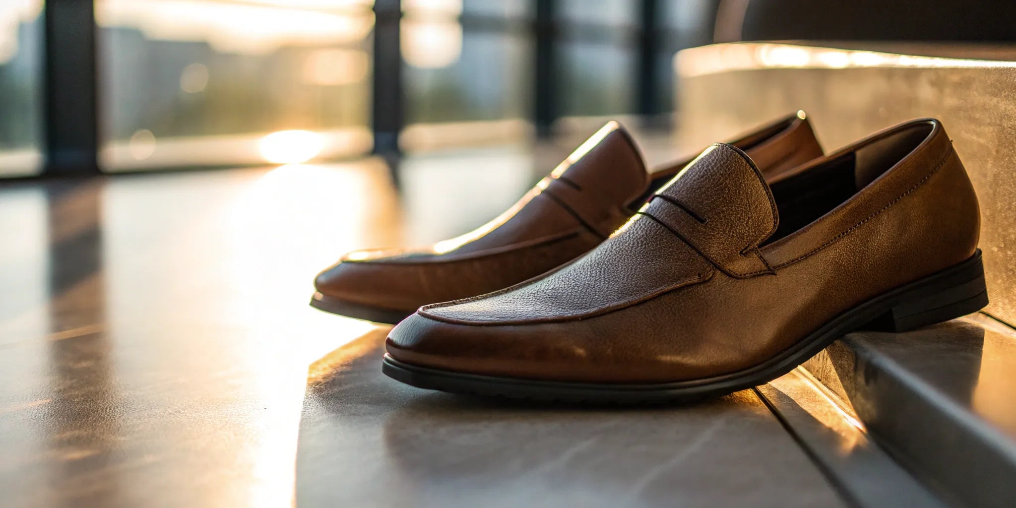 Stylish brown leather shoes that make you taller.