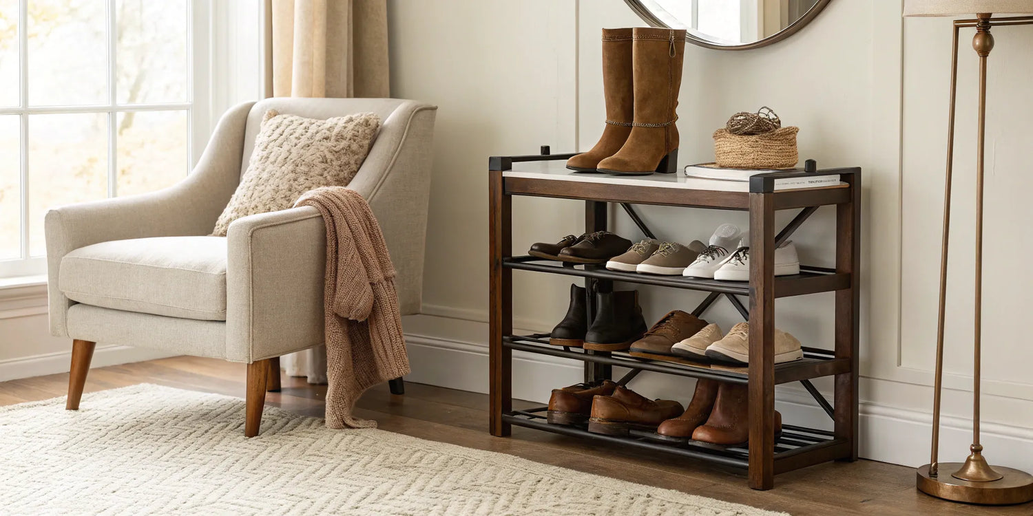 Stylish brown boots with lifts.