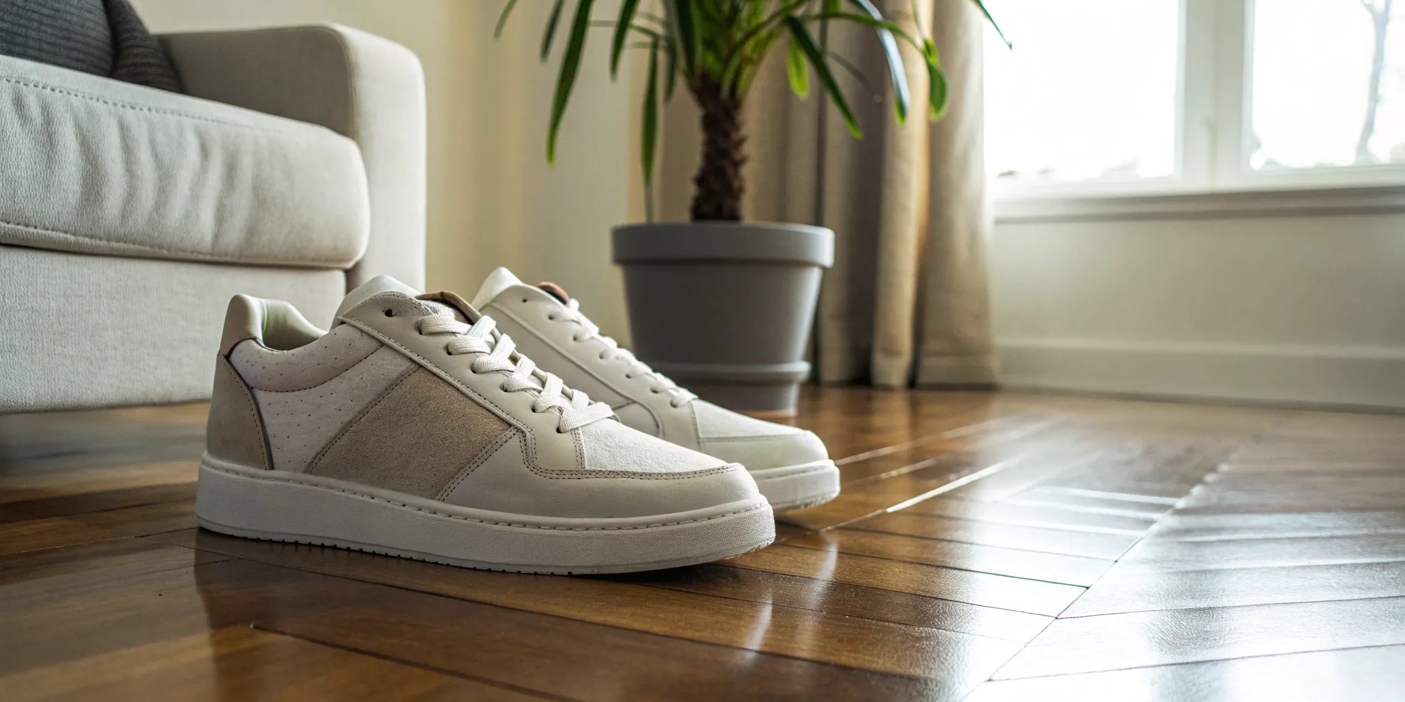 Stylish height boost sneakers in a neutral color, offering comfort and a subtle lift.