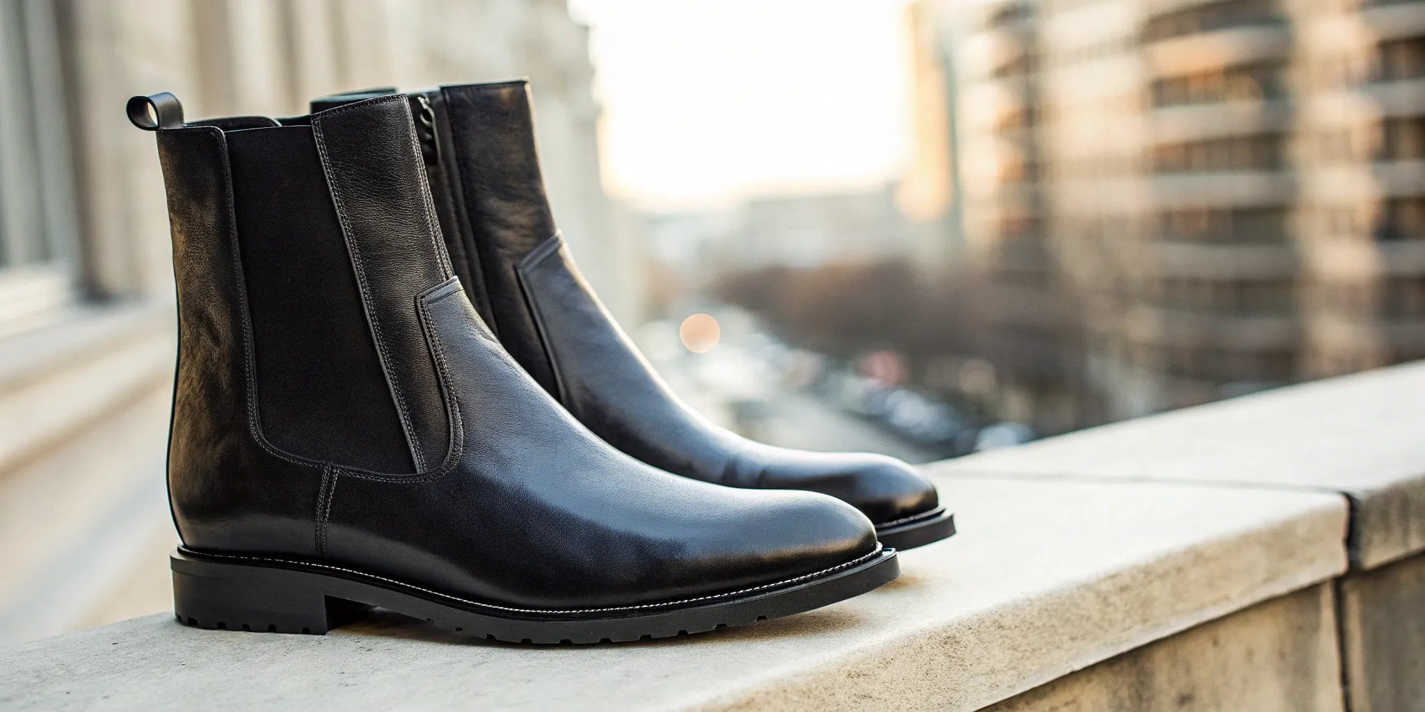 Stylish black 6-inch elevator boots.