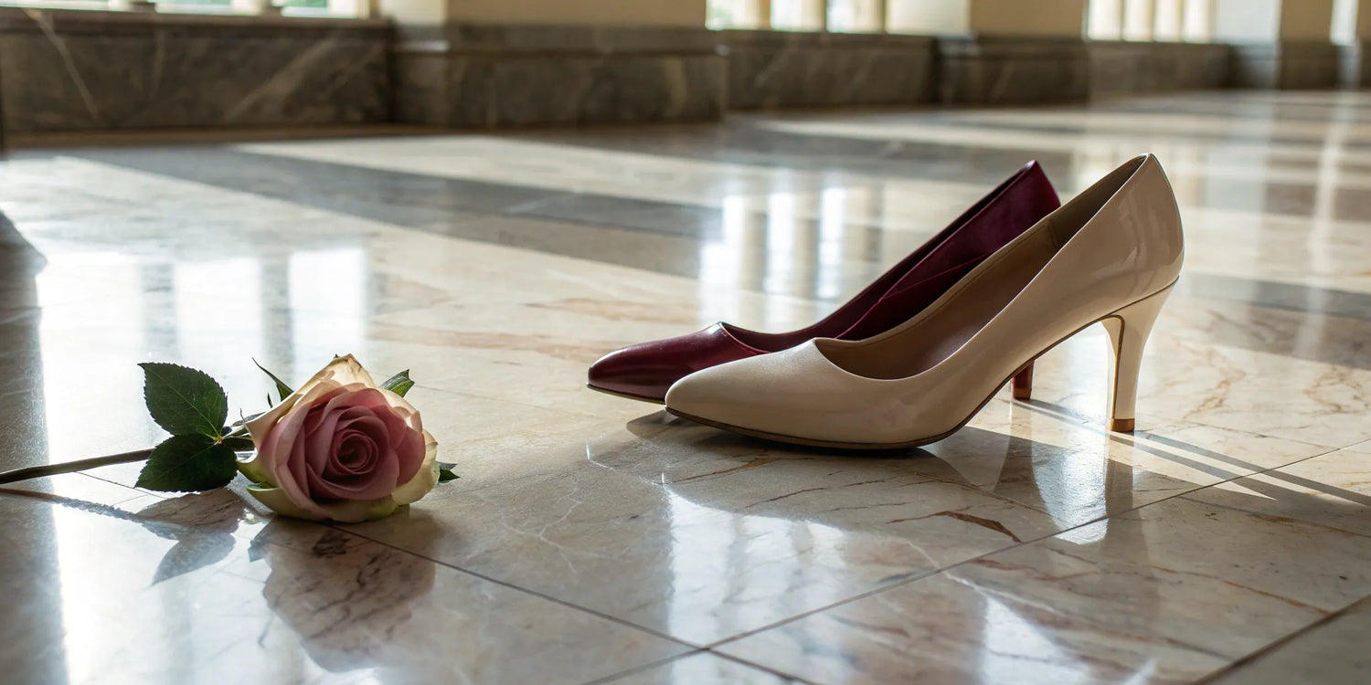 Stylish women's height increasing shoes with a discreet lift.