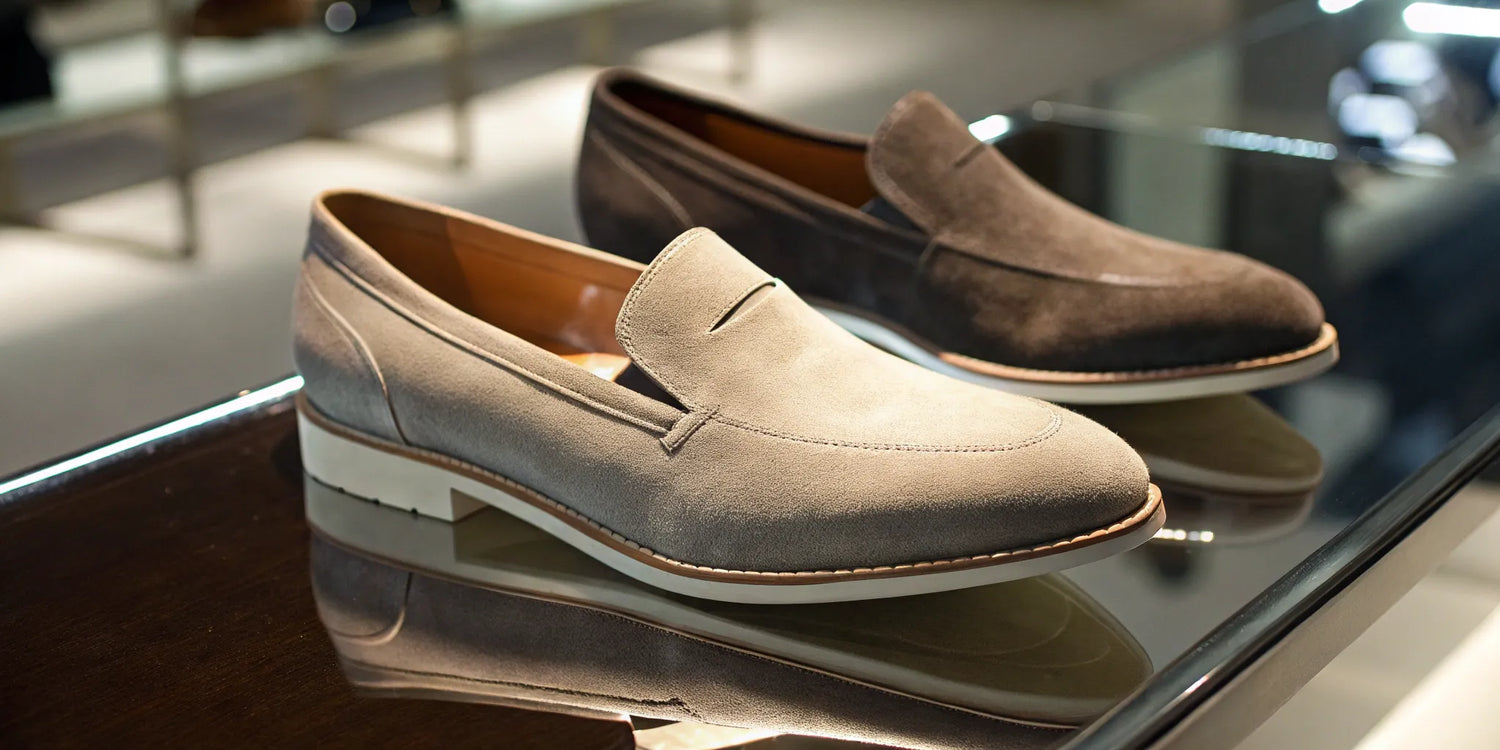 Stylish lift-sole loafers for shorter men and women.