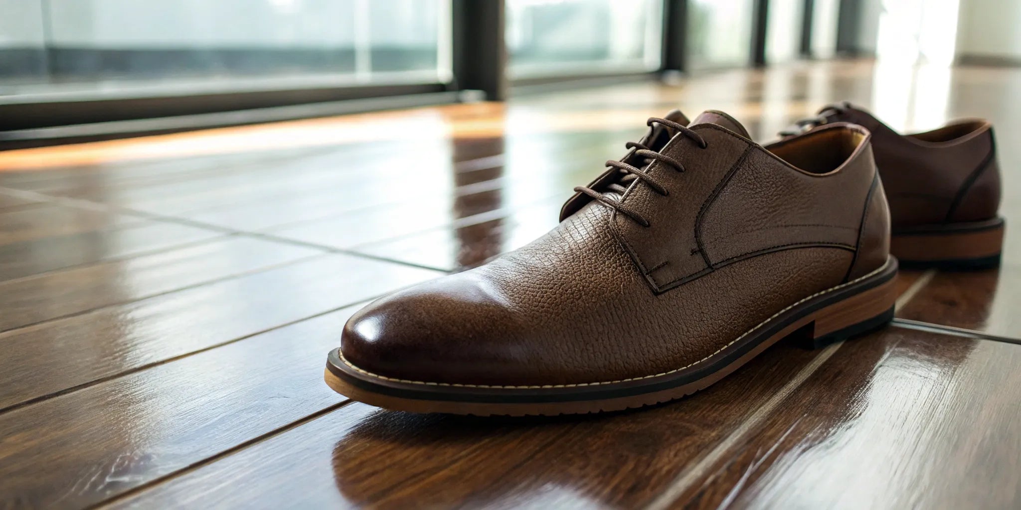 Stylish brown leather elevator shoes for increased height.