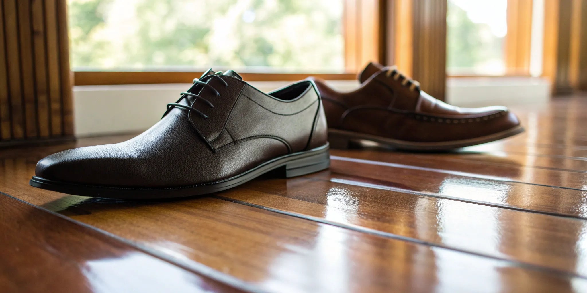 A pair of brown leather elevator heels, a stylish height-increasing shoe for men.