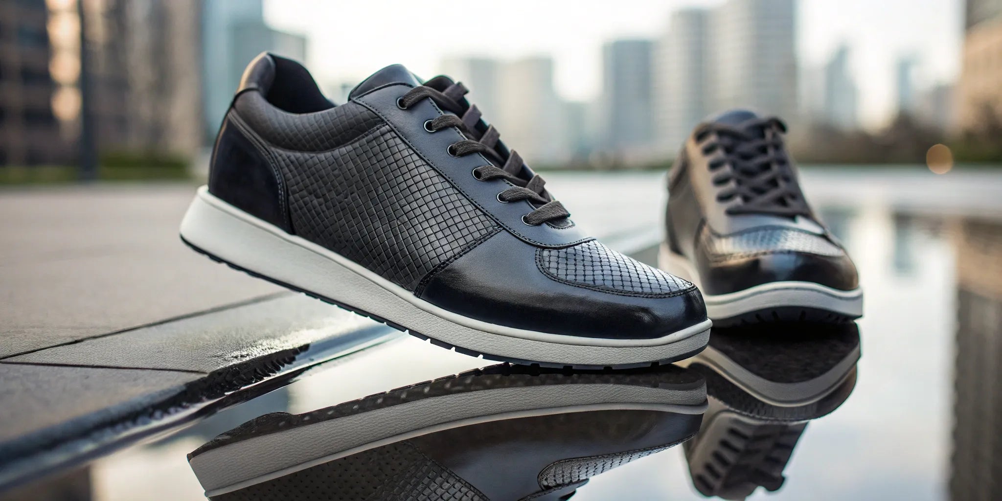 Stylish black height sneakers for men offering a comfortable and discreet lift.