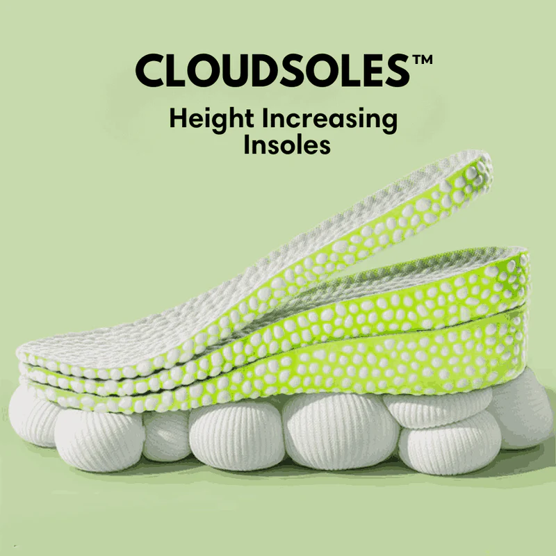 Cloudsoles height increasing insoles on a light green background